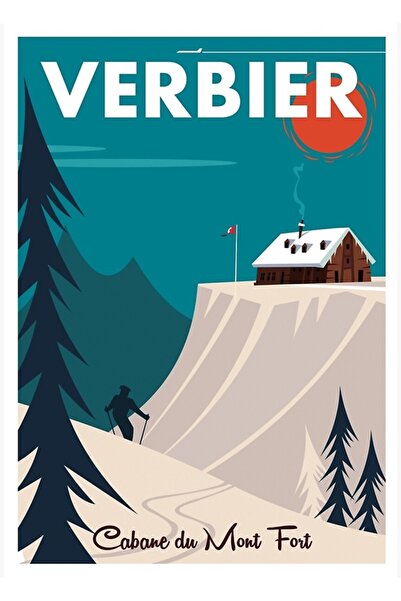 Universal Verbier Mont Fort Ξύλινη Διακοσμητική Αφίσα Τέχνης