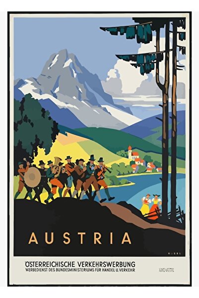 Universal Poster decorativ din lemn cu tablou de călătorie cu Alpii austriezi...