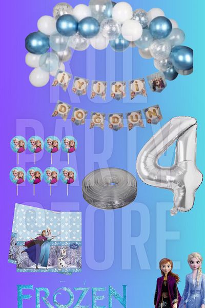FOKUL Σετ προμηθειών για πάρτι γενεθλίων Frozen Elsa Anna Frozen Snow Queen 4 ετών