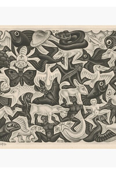 Universal Escher - Πλήρωση χώρου με αεροπλάνα I Πίνακας Ξύλινη Αφίσα Διακοσμη...