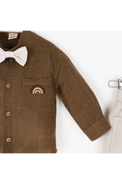 COLORED BABY Baby Boy Brown Shirt and Pants Set