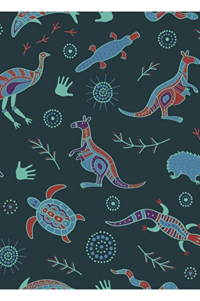 Universal Μοτίβο με ζώα της Αυστραλίας Πίνακας Ξύλινη Αφίσα Διακοσμητική