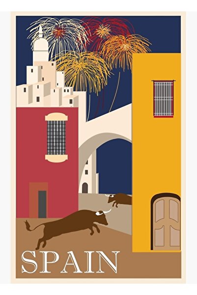 Universal Poster de călătorie - Poster decorativ din lemn cu grafică din Spania