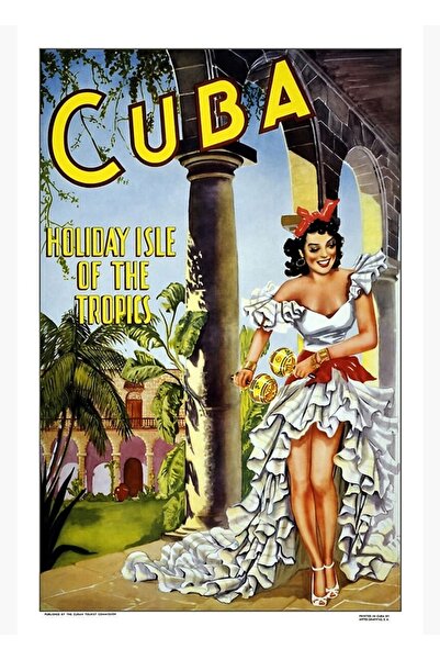 Universal Poster de călătorie în Cuba, tablou decorativ din lemn