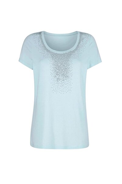 Bulalgiy BULALGİY Kadın Mavi Taşlı Tişört - BGA560859