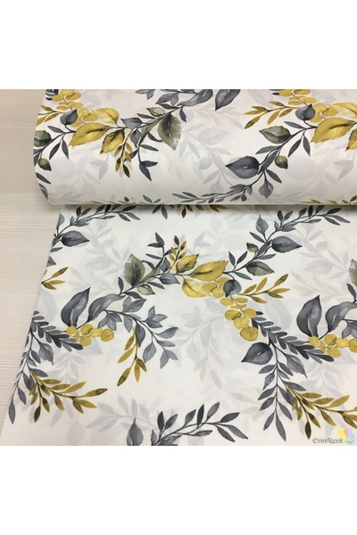 Renk Tekstil Yaprak Desenli Ranforce Nevresimlik Metrelik Kumaş