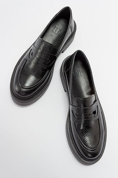 LuviShoes Чорні жіночі мокасини з візерунком NONTE
