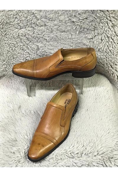 Metin Ayakkabı Tan Color Inside and Outside Genuine Leather Laceless Niolite and Non-Slip Sole Classic Men's Shoes