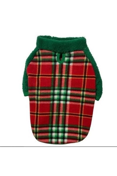 GedyCo Red Plaid Fleece Medium Breed Dog Sweatshirt (Suitable for dogs from 8 kg to 20 kg)