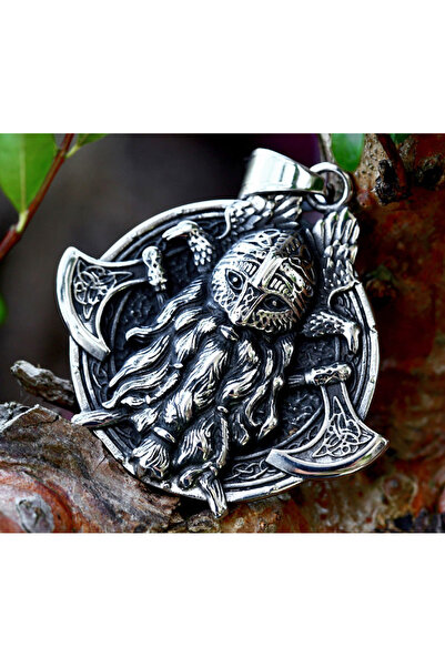 VİKİNGS قلادة أودين المحارب الفايكنج ذات الاستخدام المزدوج / قلادة فأس مزدوجة...