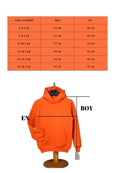 KİDSPİTİRCİK Hanorac unisex pentru copii, portocaliu, cu glugă, cu 3 fire groase