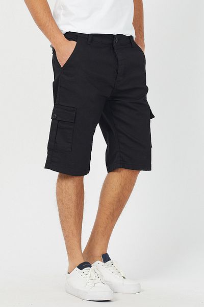 Tarz Cool Ανδρικό μαύρο σορτς Cargo Pocket Lycra