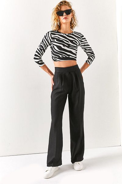 Olalook Women's Black Velcro Waist High Waist Winter Pants PNT-19000241