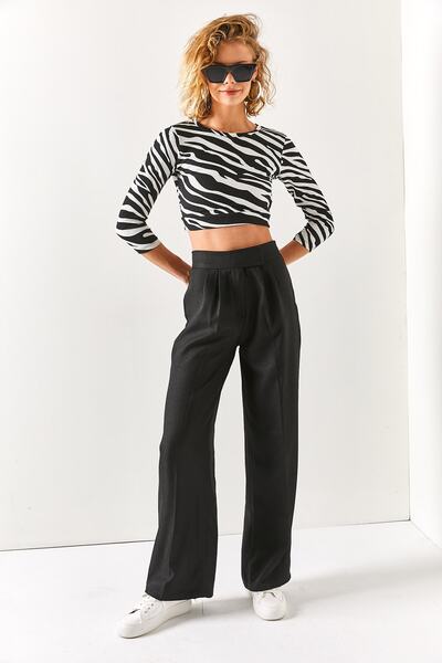 Olalook Women's Black Velcro Waist High Waist Winter Pants PNT-19000241