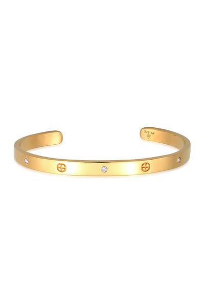 ELLI Armband Geo Bangle Kreuz Minimal Zirkonia 925 Silber