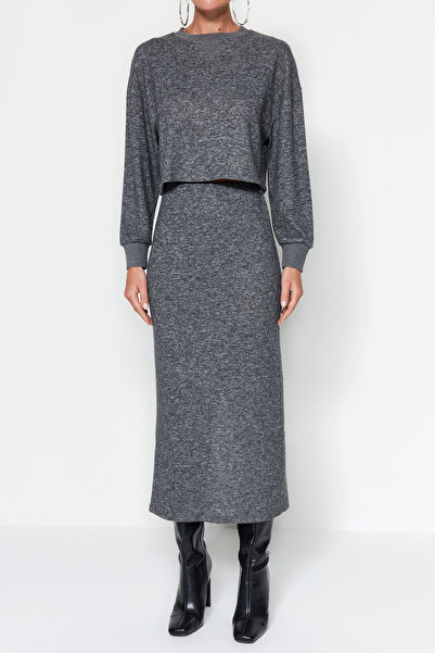 Trendyol Collection Antracit puha anyagból készült felső és alsó szett TWOAW24AU00071