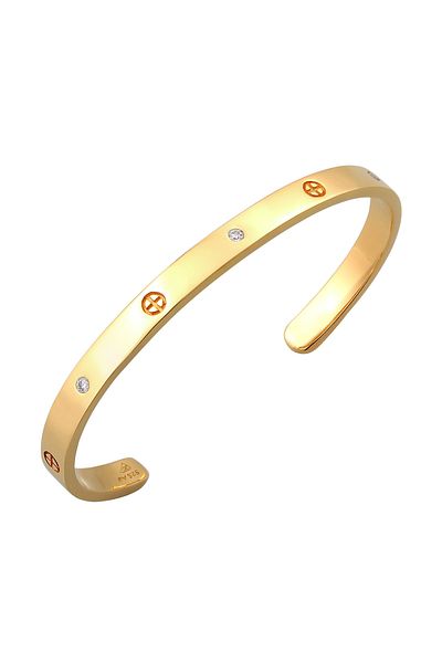 ELLI Armband Geo Bangle Kreuz Minimal Zirkonia 925 Silber