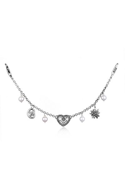ELLI Schmuckzubehör Dirndl-Charivari Brezel Herz Silberdistel 925 Silber