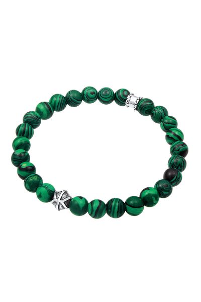 KUZZOI Armband Herren Oxidiert Achat Malachit Look 925er Silber