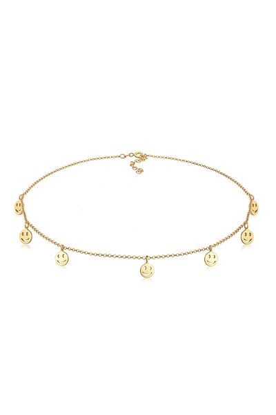 ELLI Halskette Choker Kette Smiley Emoji Basic 925 Silber