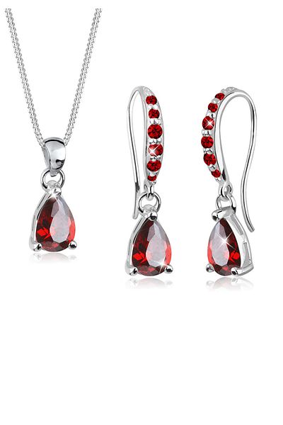 ELLI Schmuckset Tropfen Zirkonia 925 Sterling Silber