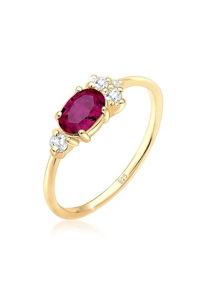 ELLI Ring Vintage Zirkonia Synthetischer Rubin 925 Silber