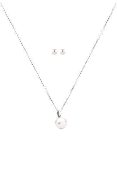 Nenalina Schmuckset Kette Ohrstecker Süßwasserperlen Chic 925 Gümüş