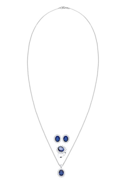 ELLI Schmuckset Saphirblau Zirkonya 925 Gümüş