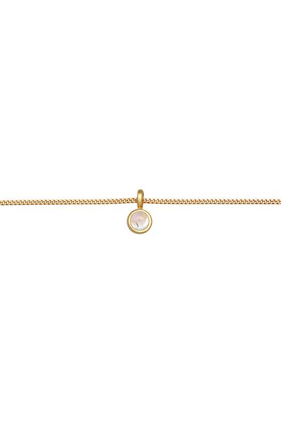 ELLI Halskette Choker Mondstein Solitär Anhänger 585 Gelbgold