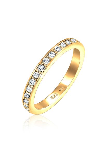 ELLI Ring Damen Band Memoire mit Kristallen aus 925 Sterling Silber