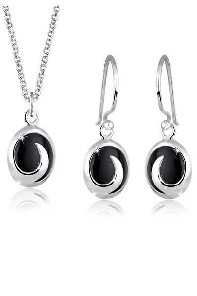 ELLI Schmuckset Onyx 925 Ayar Gümüş