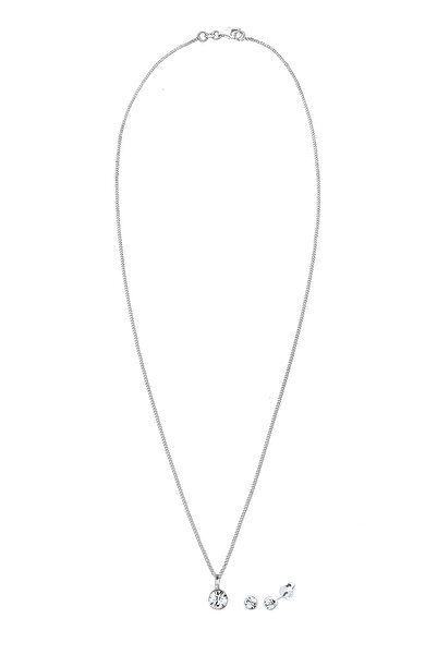 ELLI Schmuckset Kette Stecker Kristalle 925er Silber