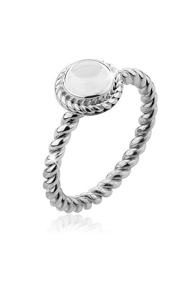 Nenalina April Boho 925 Silberring – Bergkristall-Geburtsstein-Ring