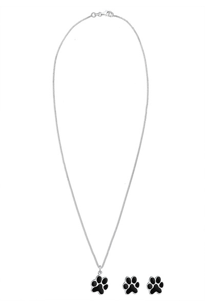 ELLI Schmuckset Pfote schwarz 925 Sterling Silber
