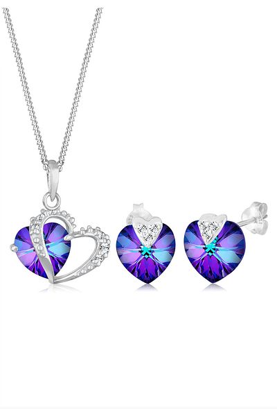 ELLI Schmuckset Herz Kristalle 925 Silber