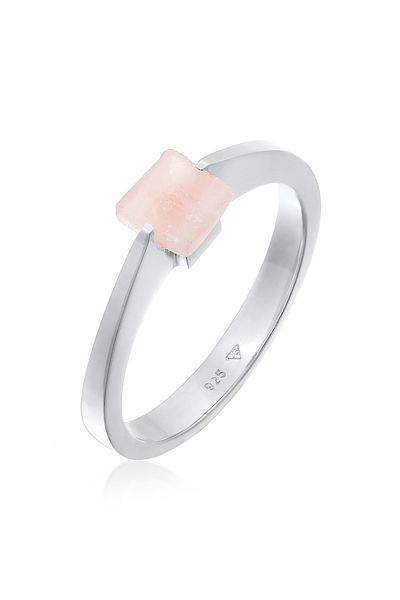 ELLI Ring Premium Ring Solitaire Rosa Quarz Edelstein Viereck 925 Silber