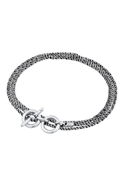 KUZZOI Kol Bandı Männer Kordelkette T-Bone Oxidiert 925 Gümüş
