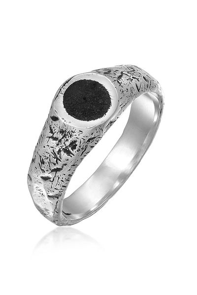 HAZE & GLORY Ring Siegelring Lava Mount Agung 925 Silber