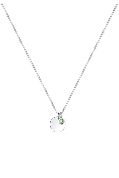 ELLI Halskette Plättchen Geburtsstein Kristalle 925 Silber