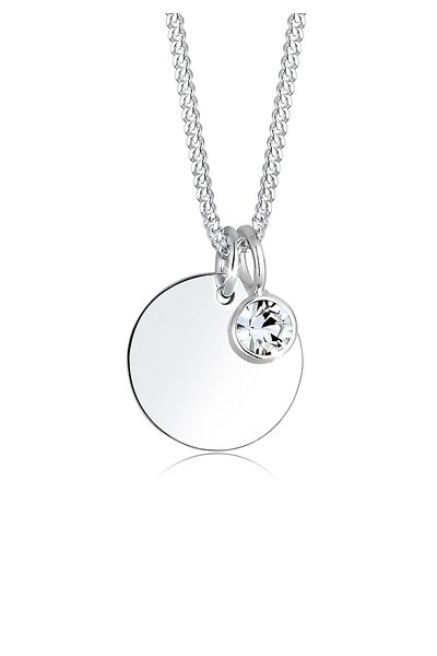 ELLI Halskette Plättchen Geburtsstein Kristalle 925 Silber