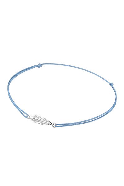 ELLI Fußschmuck Feder Boho Hippi Festivali Naylon Bant 925er Gümüş