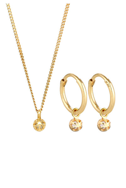 ELLI Schmuckset Kette Creolen Rosa Quarz Stein 925 Silber