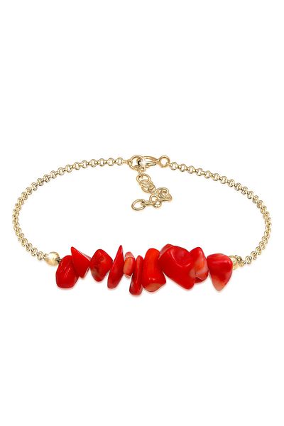 ELLI Armband Strand Sommer Maritim Koralle Rot 925 Sterling Silber vergoldet