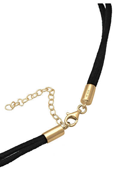 ELLI Ladies Choker Trend - Colier negru din piele intoarsa cu cerc din argint 925