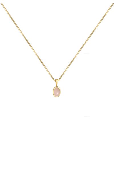 ELLI Halskette Damen Edelstein-Anhänger Basic Zeitlos mit Rosenquarz in 925 Sterling Silber
