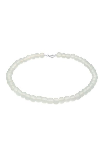 ELLI Halskette Glas Bead Matt Weiß 925 Silber