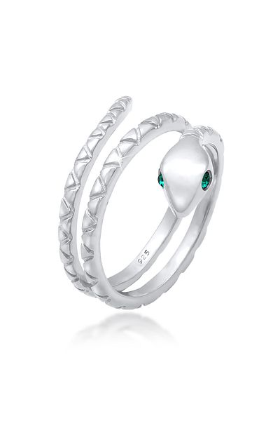 ELLI Pinky Schlange Kristallring aus 925er Silber