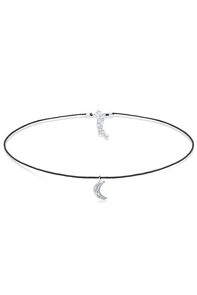 ELLI Halskette Choker Halbmond Kristalle Silber