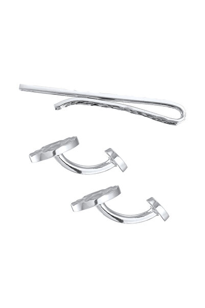 KUZZOI Schmuckset Manschettenknöpfe Krawattennadel Set 925 Silber