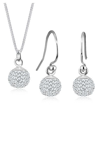 ELLI Schmuckset Kugel Kristal 925 Ayar Gümüş